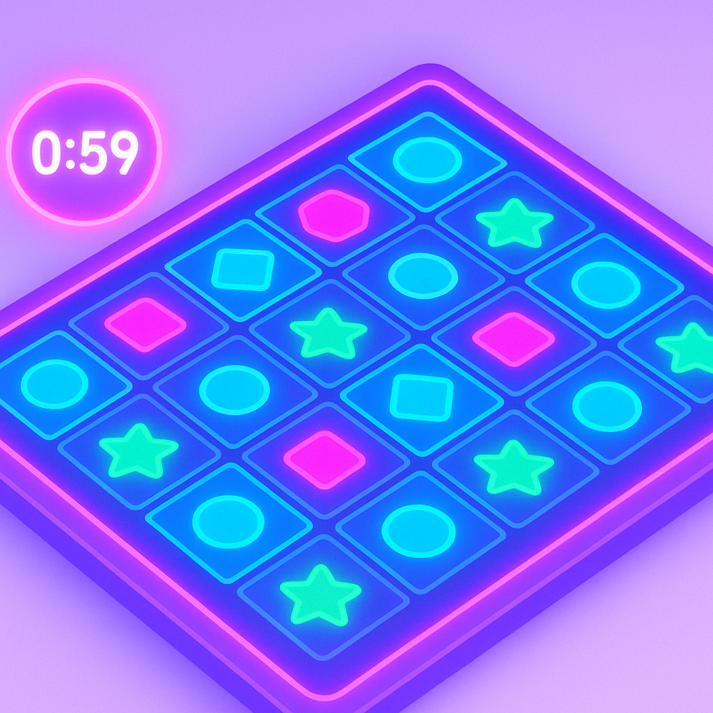 screenshot: neon puzzle match
